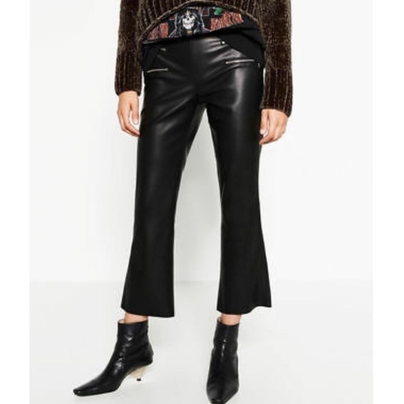 Zara faux leather zipper detail cropped Medium - Picture 2 of 9